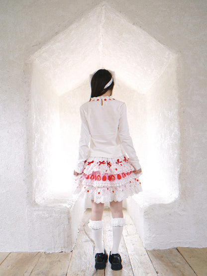 Daytoday Everyday Institute - Strawberry Lace Collar Top shirt daytoday everyday institute