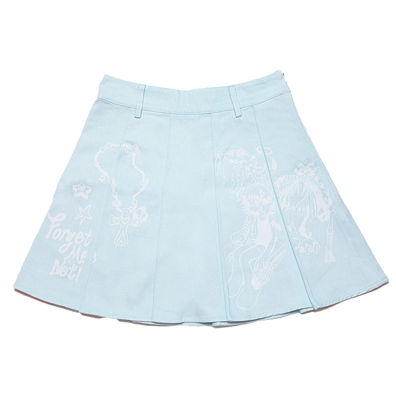 Hashtag DDD - Kawaii Sky Blue Pleated Mini Skirt skirt Hashtag DDD