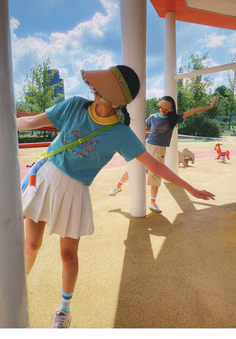 uodycoco – Embroidered Ribbed Collar T-Shirt tshirt uodycoco