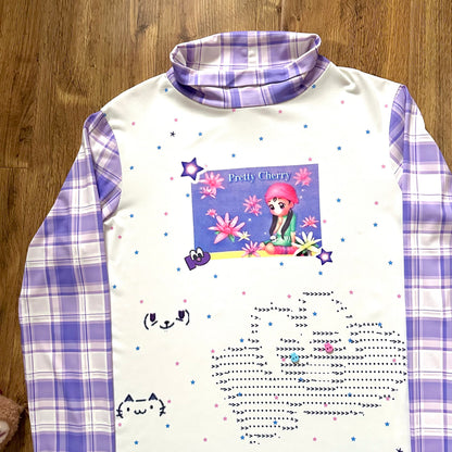 Bodytalk - Purple Y2K Slim Mock Neck Top shirt bodytalk