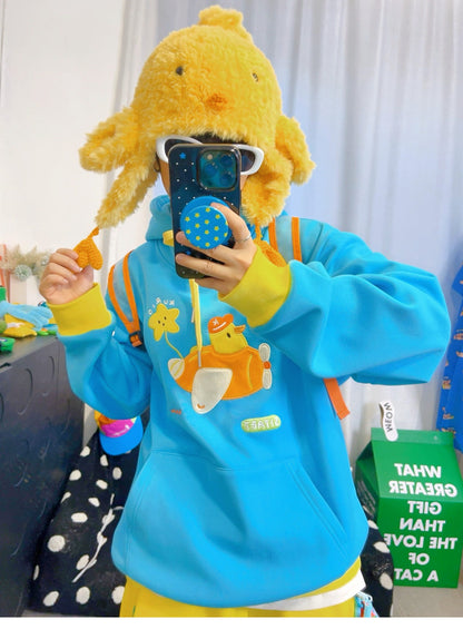 KURIOSITAET - Blue Embroidered Hoodie hoodie KURIOSITAET