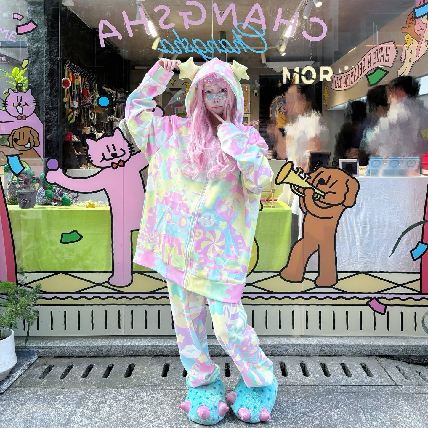 Rainbow Universe RUX - Pastel Macaron Decora Kei Hoodie & Sweatpants Set set Rainbow Universe RUX