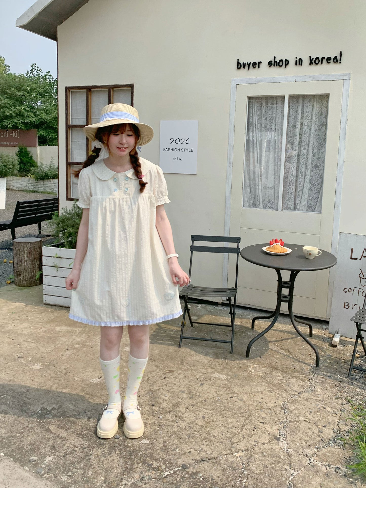 Peach Party - Pastel Yellow Peter Pan Collar Dress