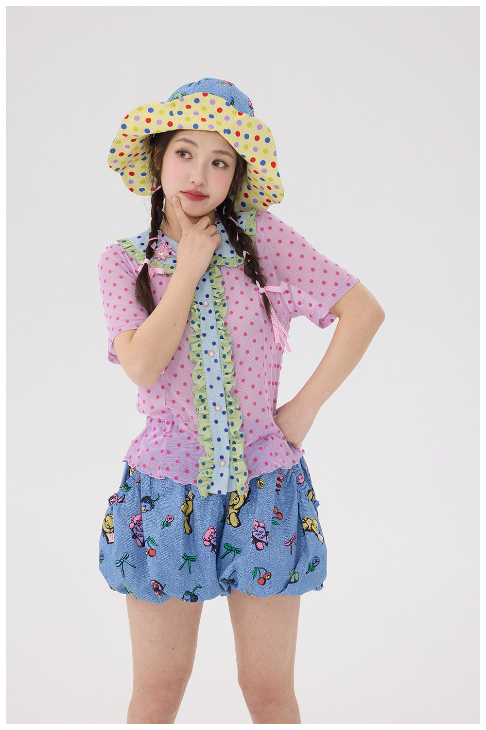 tntntutu - Purple Flocked Dot Blouse blouse tntntutu