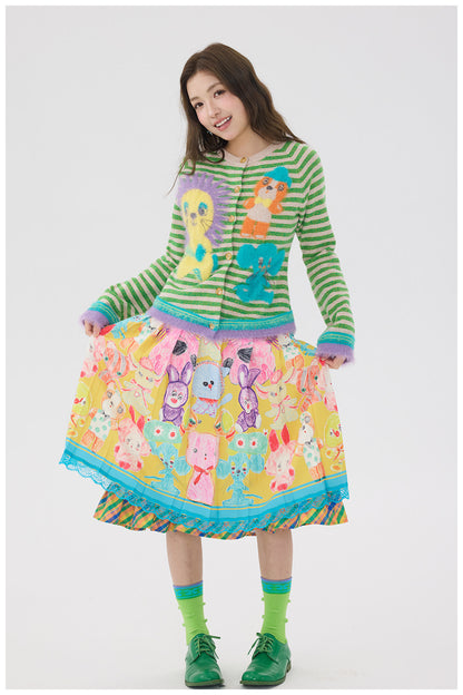 tntntutu - Colorblock Lace Pleated Skirt skirt tntntutu