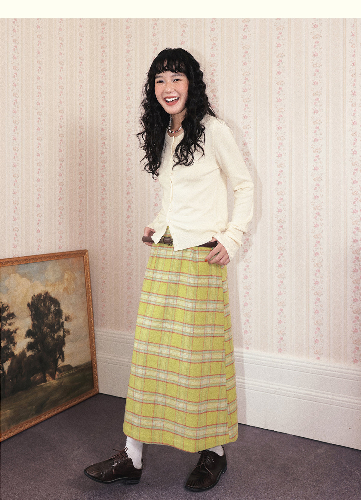 Chemical Girl - Vintage Plaid Wool Long Skirt Retro Girly skirt chemical girl