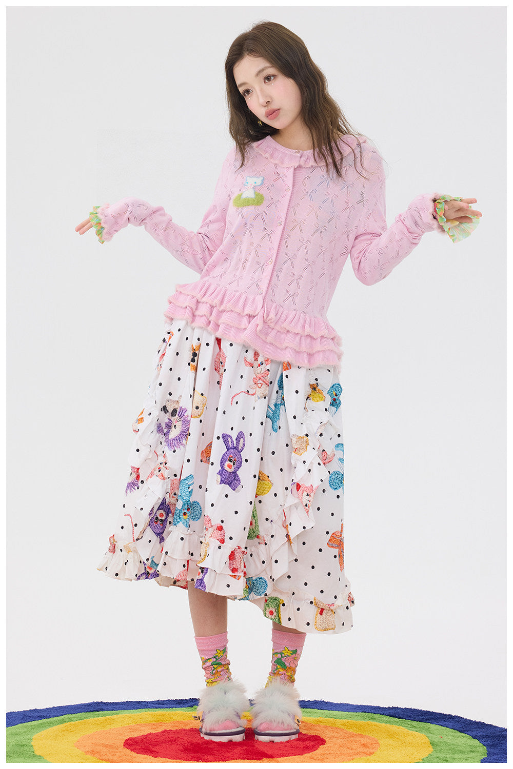 tntntutu - Polka Crochet A-Line Skirt skirt tntntutu