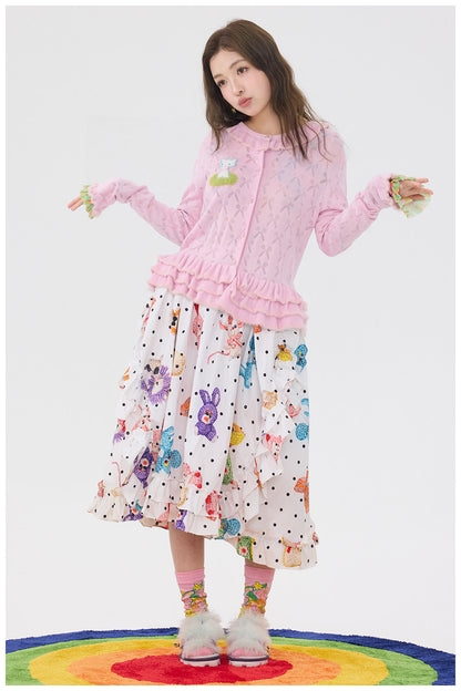 tntntutu - Polka Crochet A-Line Skirt skirt tntntutu