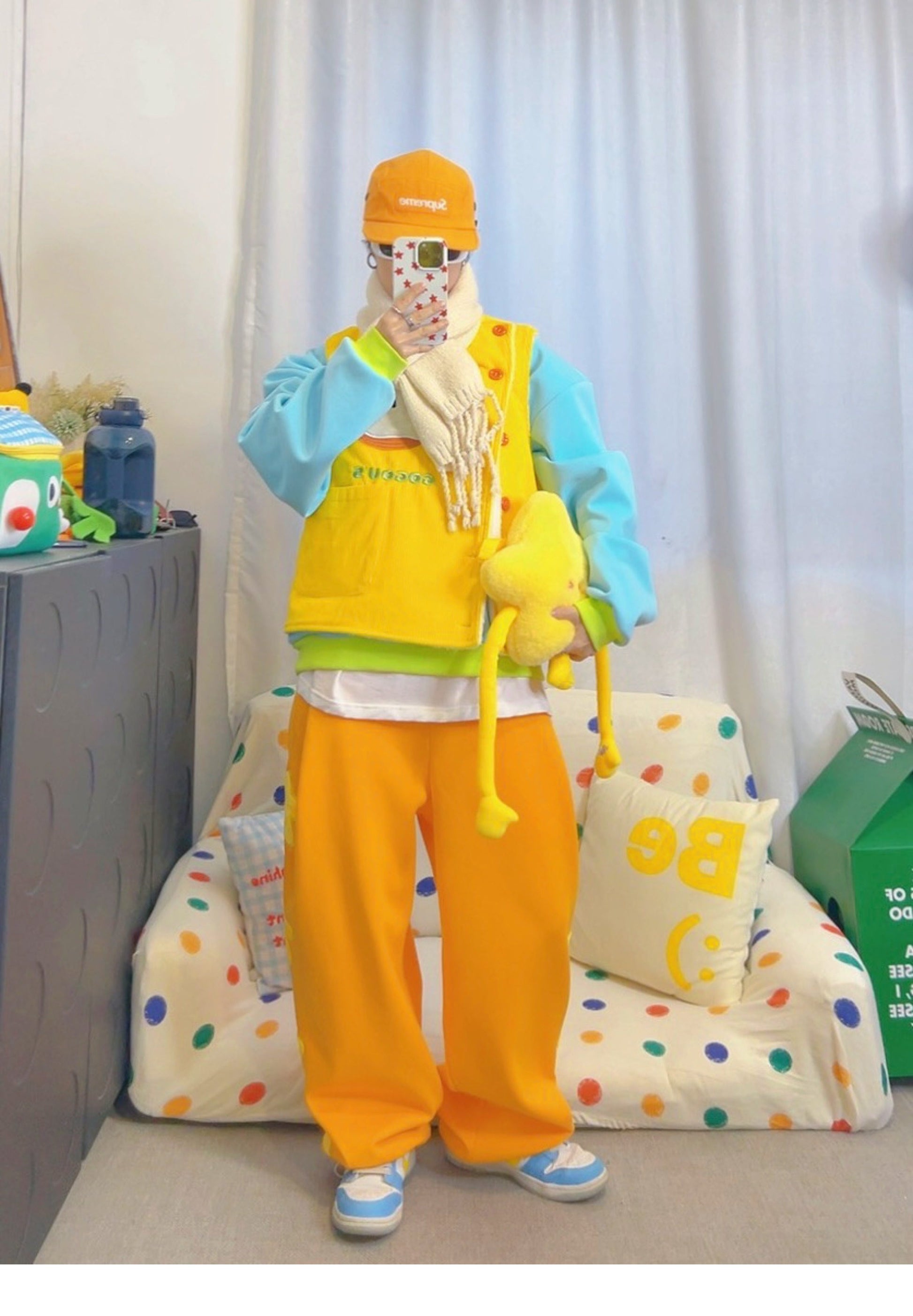 KURIOSITAET 桔色卫裤女冬小个子加绒加厚多巴胺宽松 pants KURIOSITAET