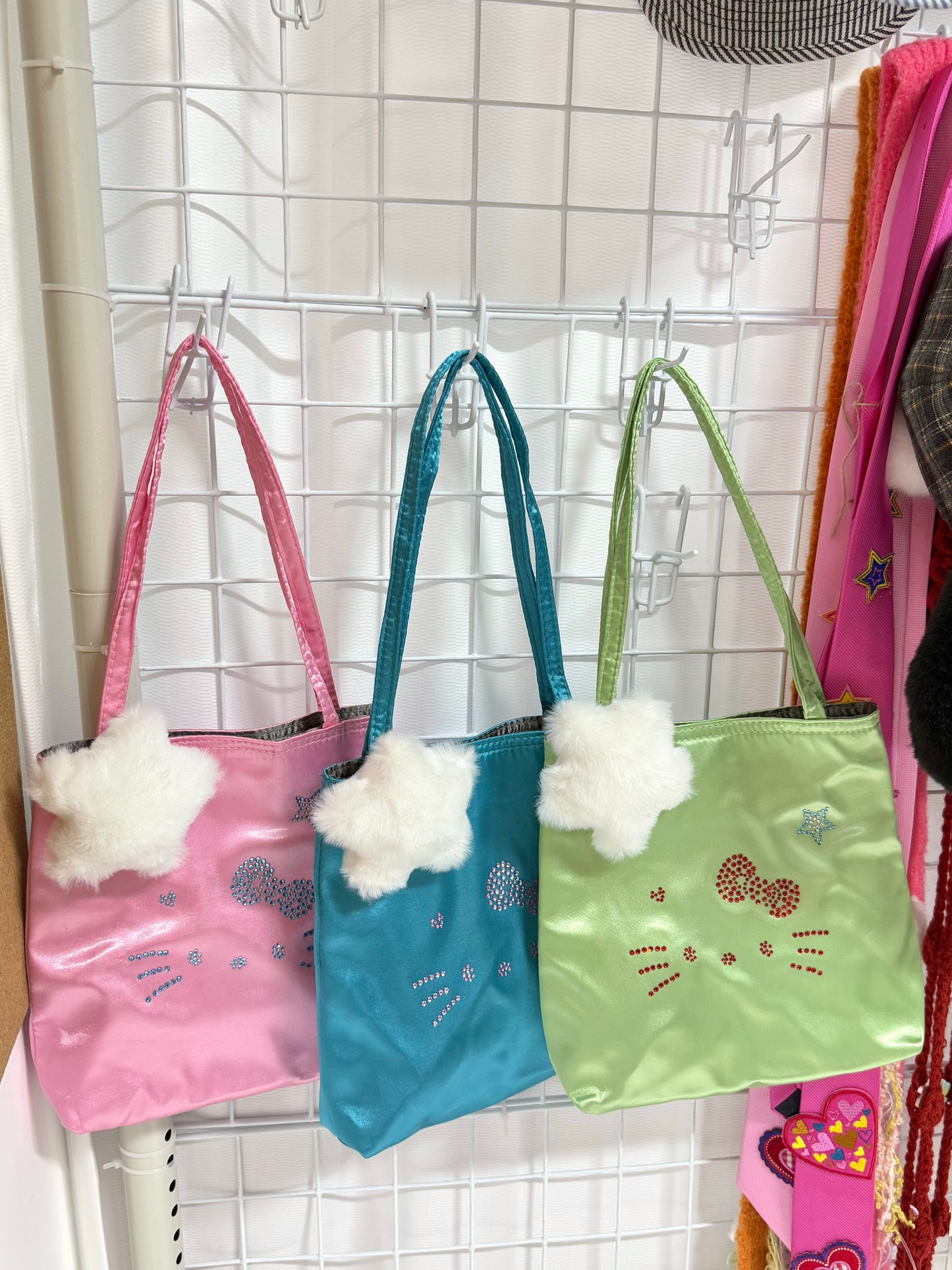 Salty Gummy - Y2K Kitty Rhinestone Satin Handbag Cute Shoulder Bag bag Salty Gummy