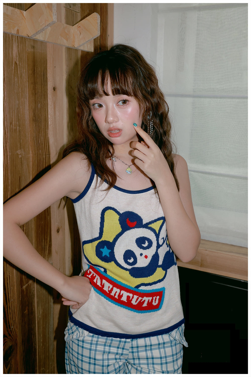 tntntutu Kawaii Contrast Tank | Harajuku Panda Angel Knit Cami Top camisole tntntutu