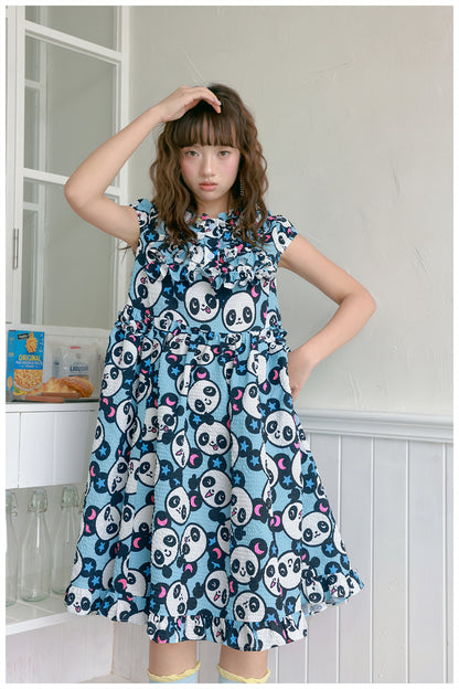 tntntutu Cute Summer Bubble Dress | Harajuku Blue Panda Dress dress tntntutu