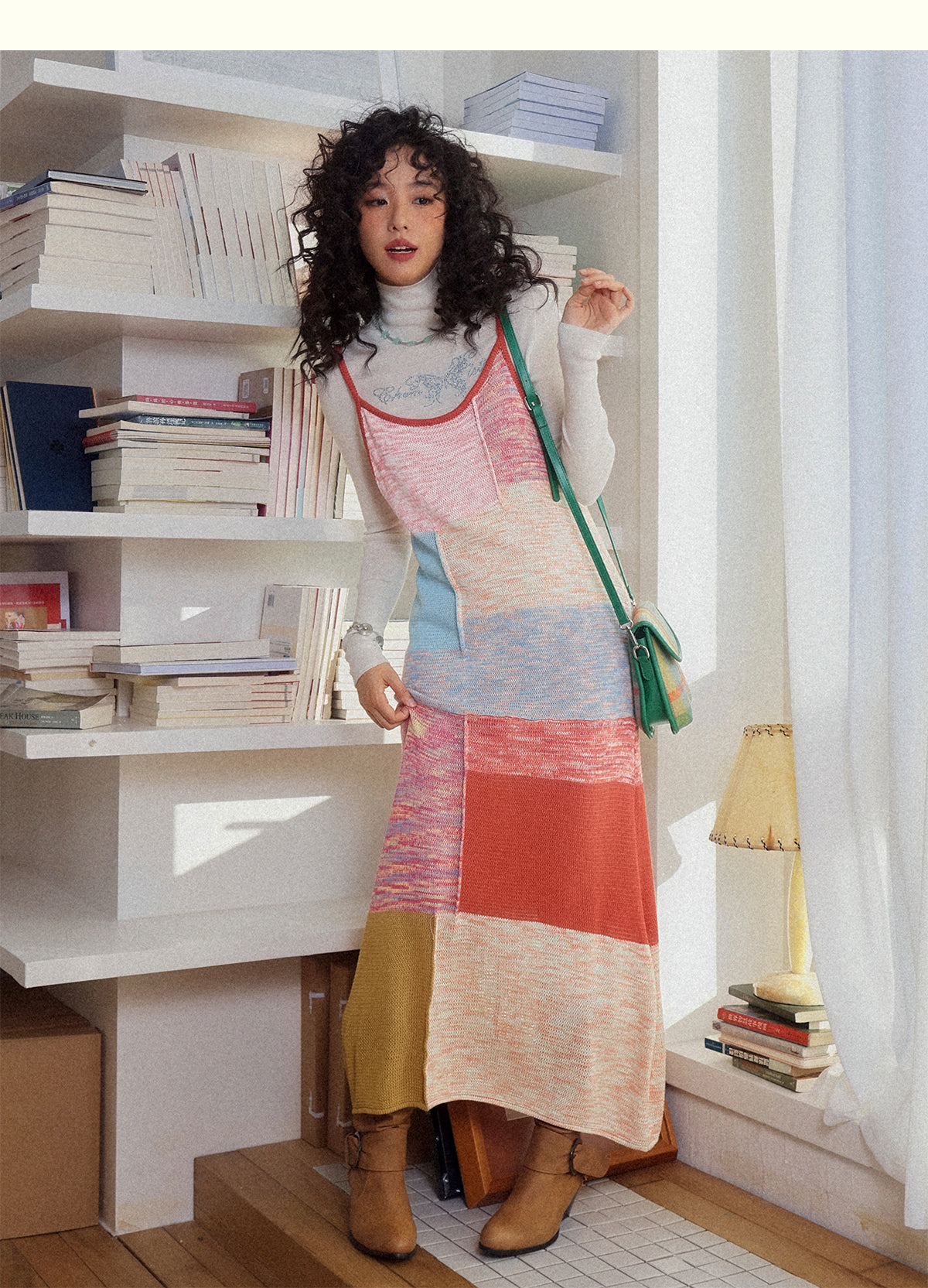 Chemical Girl - Girly Kawaii Color Block Knit Strap Dress dress chemical girl