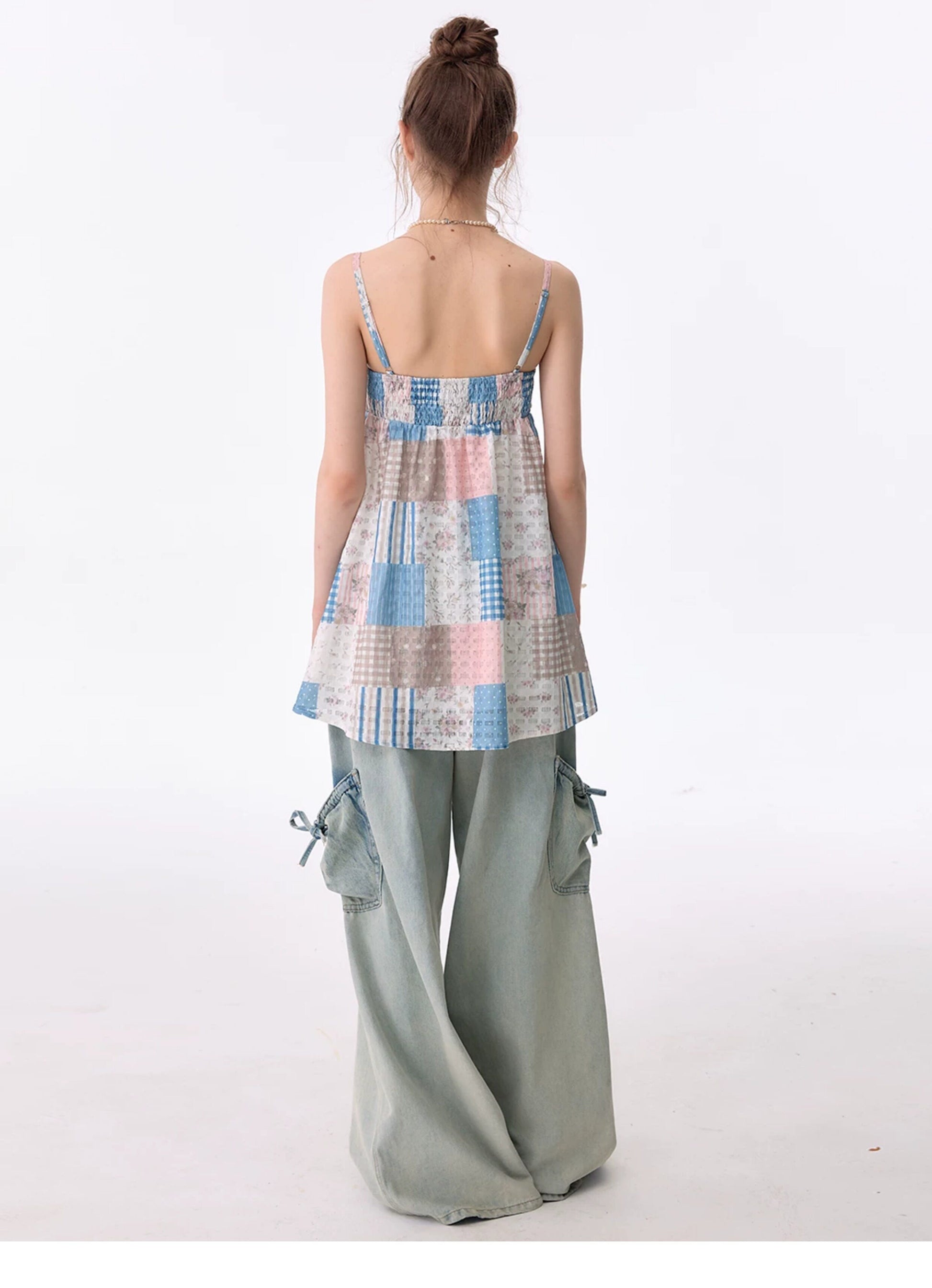 ziziFei - Pastel Floral Plaid Cami Top camisole ziziFei