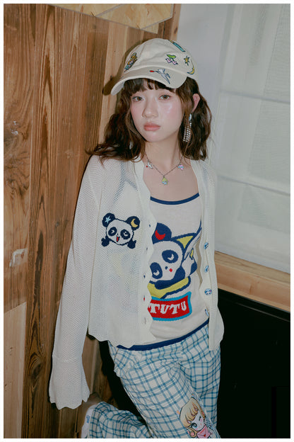 tntntutu Cute Sun Protection Cardigan | Harajuku Panda Knit Cardigan cardigan tntntutu