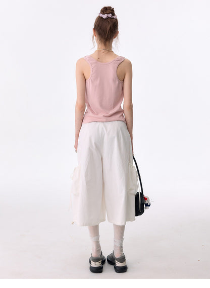 ziziFei - White Pocket Wide Leg Pants pants ziziFei