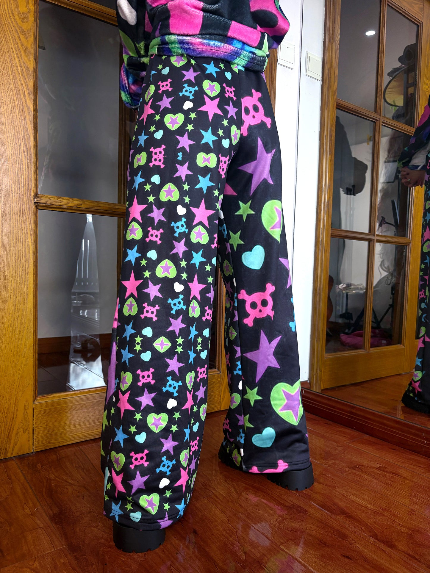 LEERROO - Harajuku Y2K Fleece Wide Leg Pants pants Leerroo
