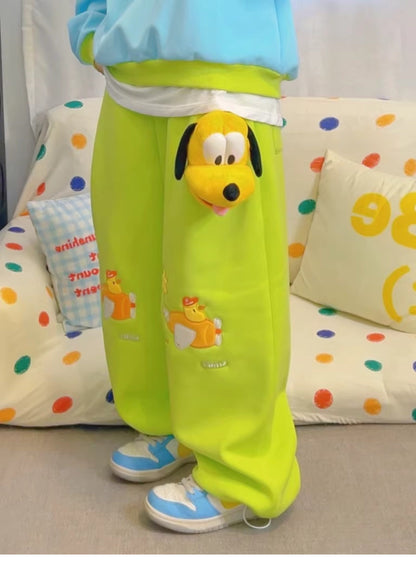 KURIOSITAET - Green Wide Leg Sweatpants pants KURIOSITAET