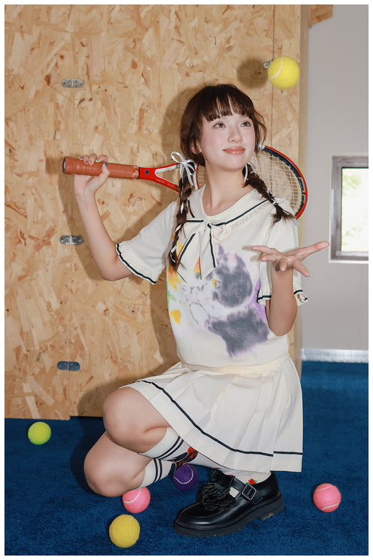 Tntntutu - Kidcore Cat Print Sailor Set set tntntutu