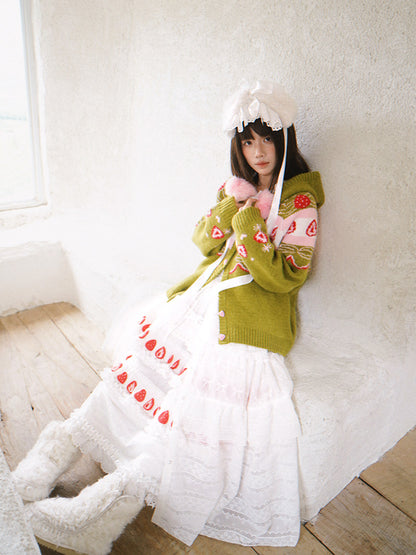 Daytoday Everyday Institute - Strawberry Matcha Cake Cardigan coat daytoday everyday institute