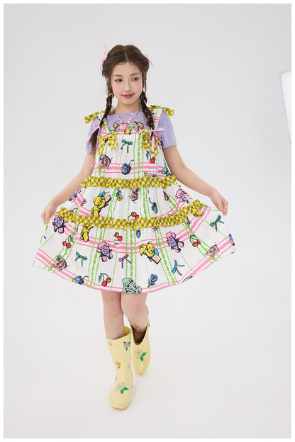 tntntutu - Plaid Bow Bear Suspender Skirt dress tntntutu