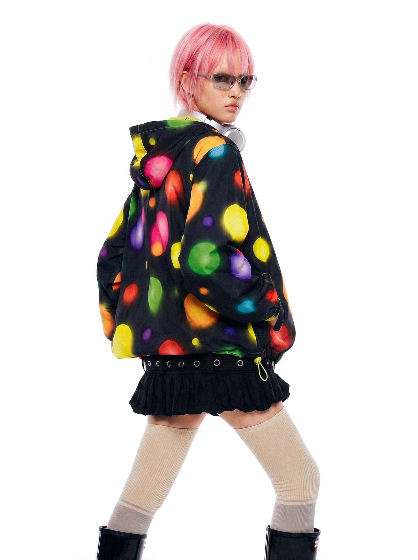 DeadEndKids - Black Polka Dot Techwear Windbreaker Jacket jacket DeadEndKids