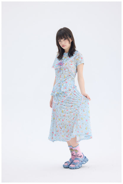 tntntutu - Blue Plaid Rabbit Print Set set tntntutu