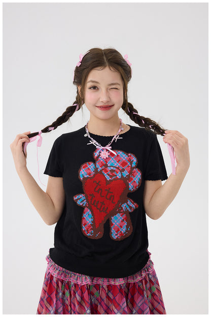 tntntutu - Colorblock Bear Knit Tee shirt tntntutu