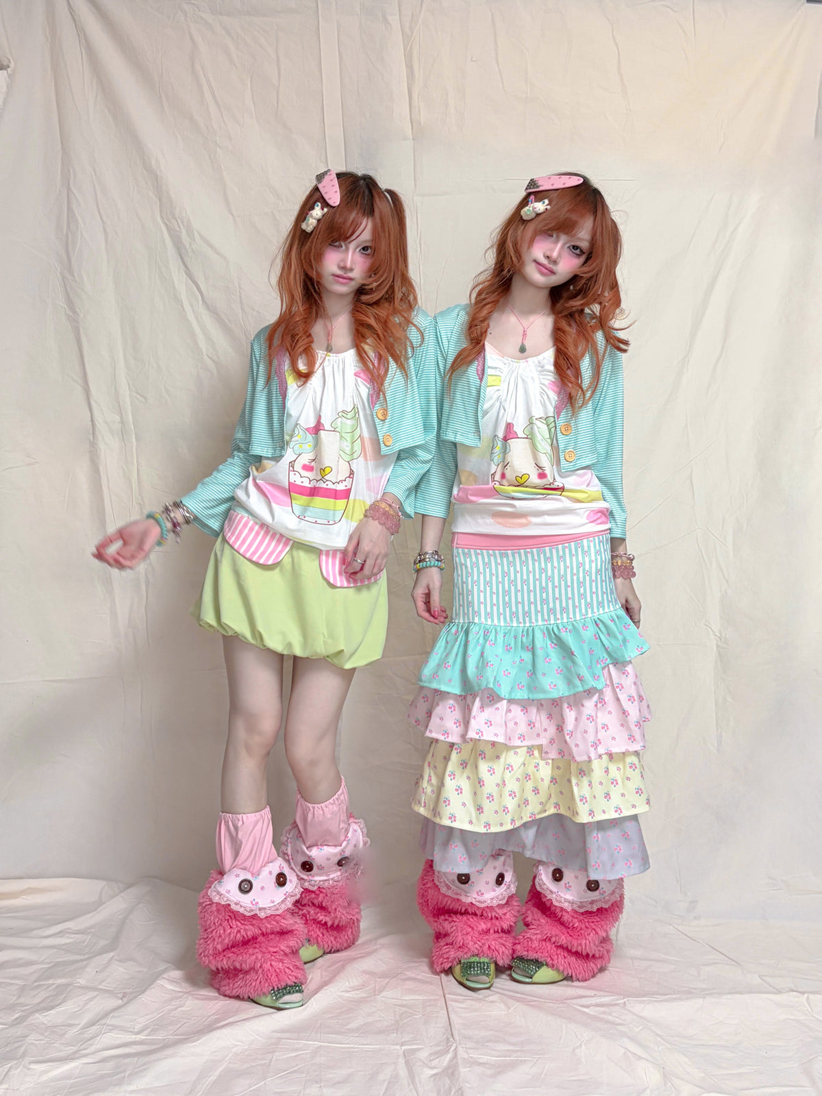 YJM with biubiu - Candy Cupcake Button Strap Cami camisole YJM with biubiu