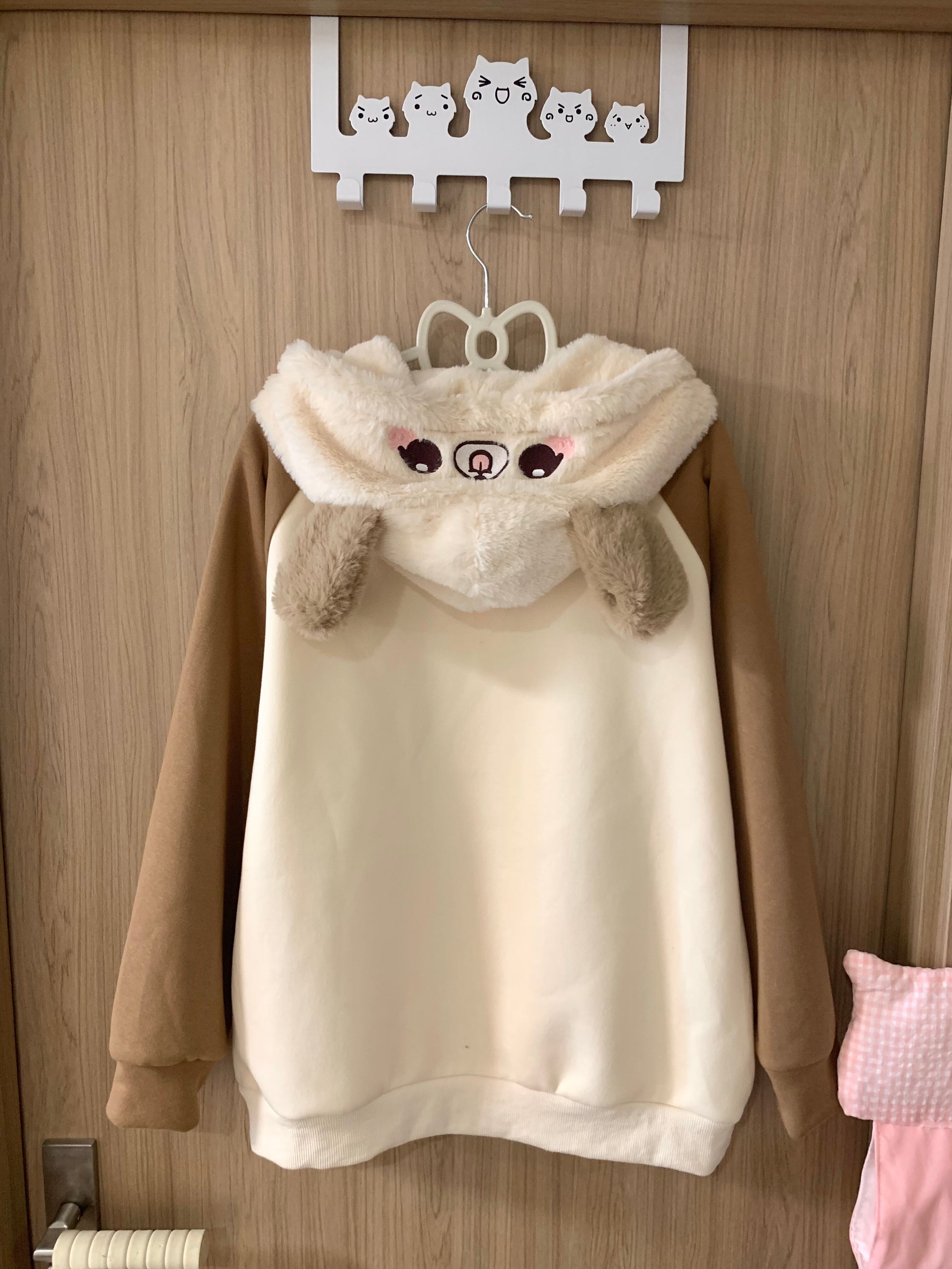 Blurred Bear - Kawaii Colorblock Fleece Hoodie Skirt Set set Blurred Bear