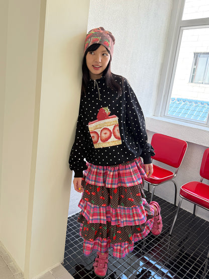 FRUITS - Kawaii Strawberry Print Fleece Sweatshirt sweatshirt Fruits