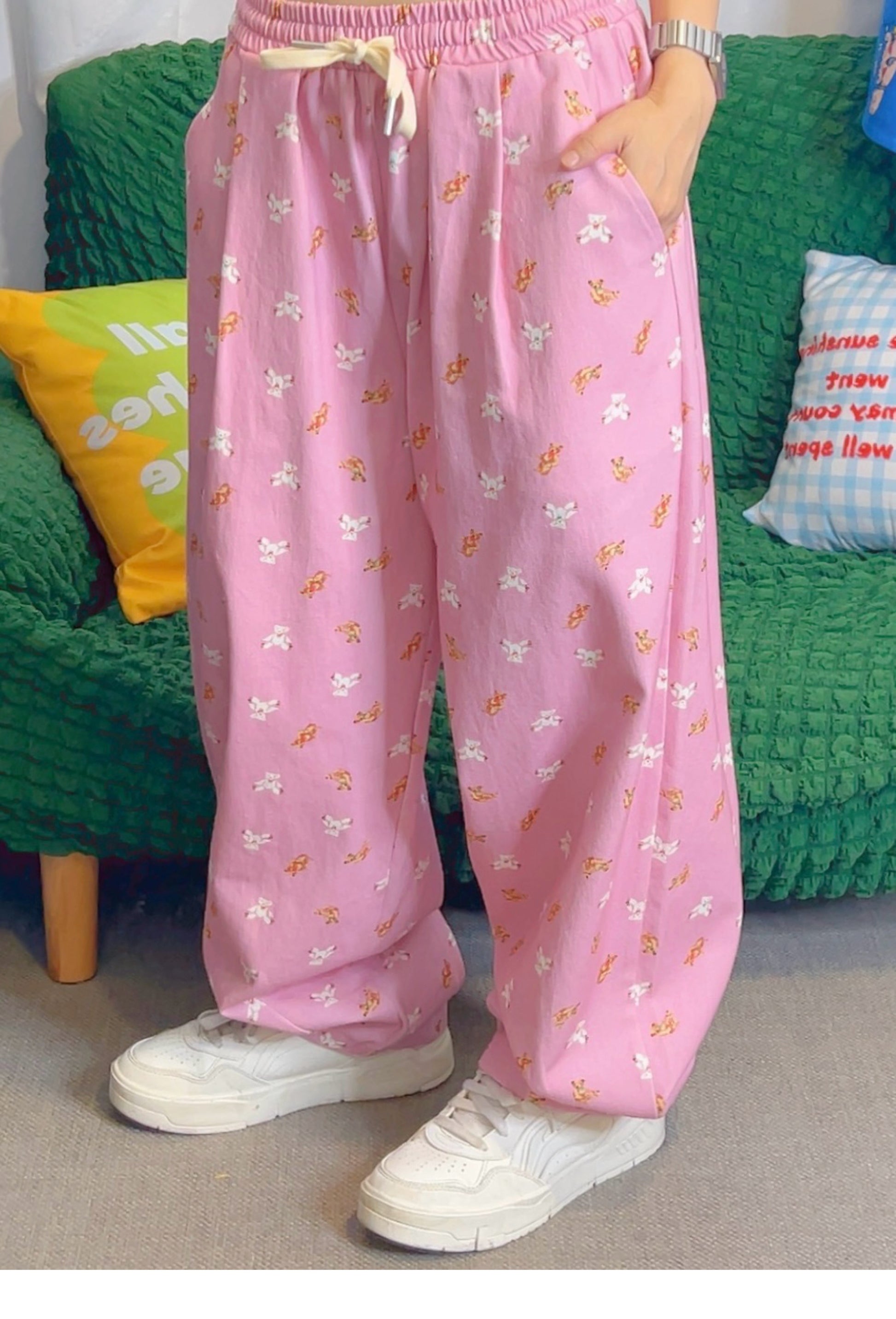 KURIOSITAET - Decora Kei Dopamine Pink Relaxed Work Pants pants KURIOSITAET