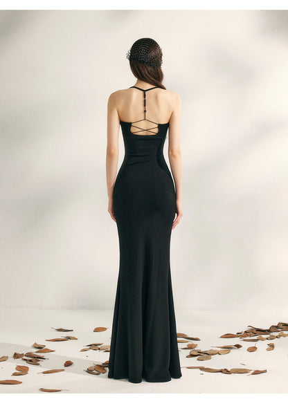 YZZI HE - “Evening Blossom” Halter Mermaid Knit Dress dress YZZI HE