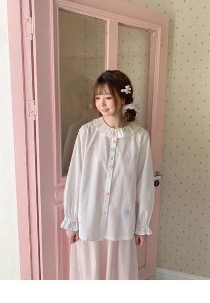 Peach Party - White Colorful Button Cardigan
