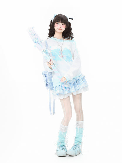 Languid Park - Plaid Lace Up Puff Skirt Land Decora