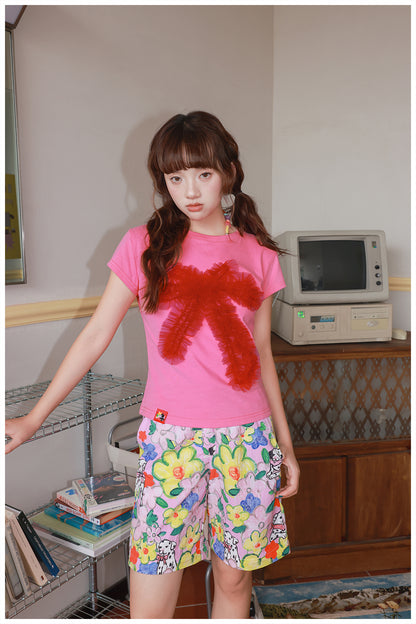 tntntutu Kawaii Mesh Bow Short Sleeve T-Shirt – Harajuku Y2K Puff Tee tshirt tntntutu