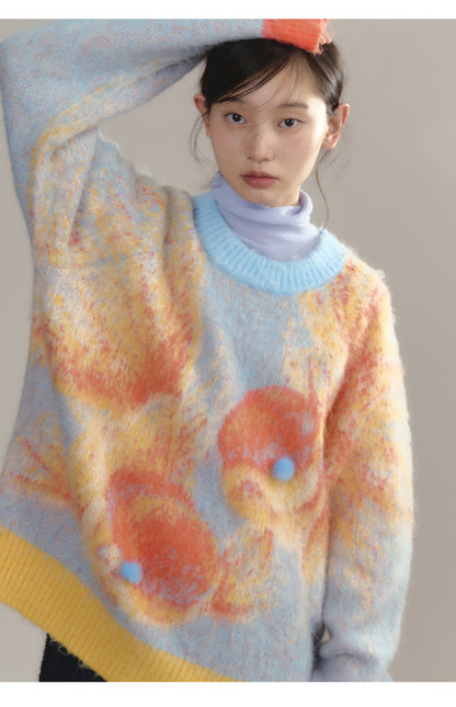 uare - Blue Koi Fish Knit Sweater sweater uare