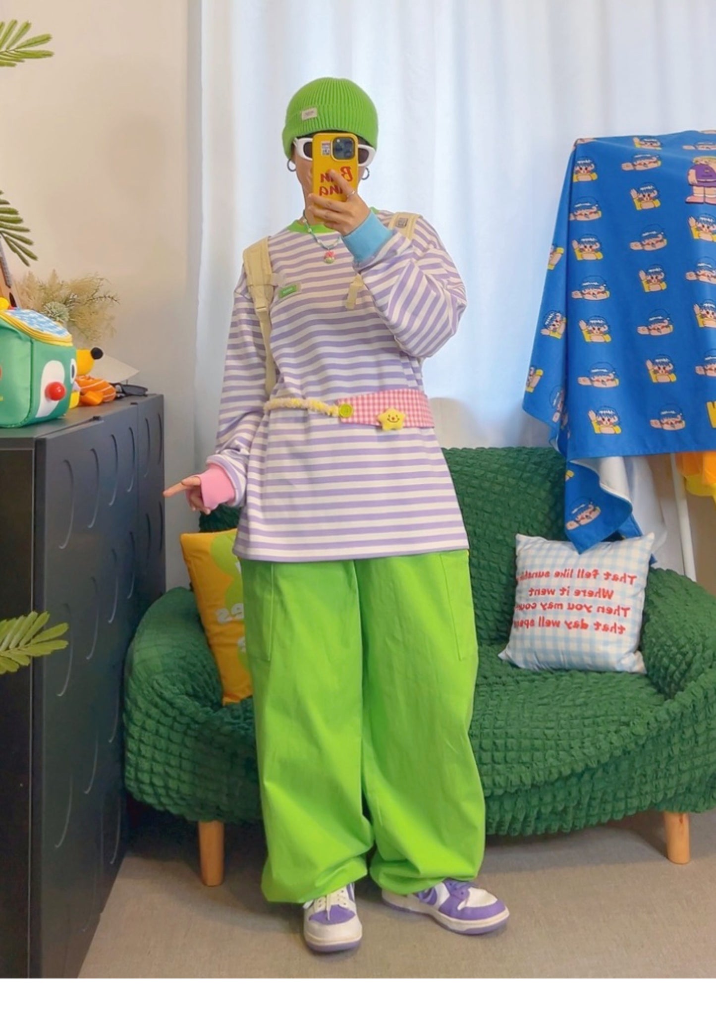 KURIOSITAET - Decora Kei Purple Striped Long Sleeve Tee shirt KURIOSITAET