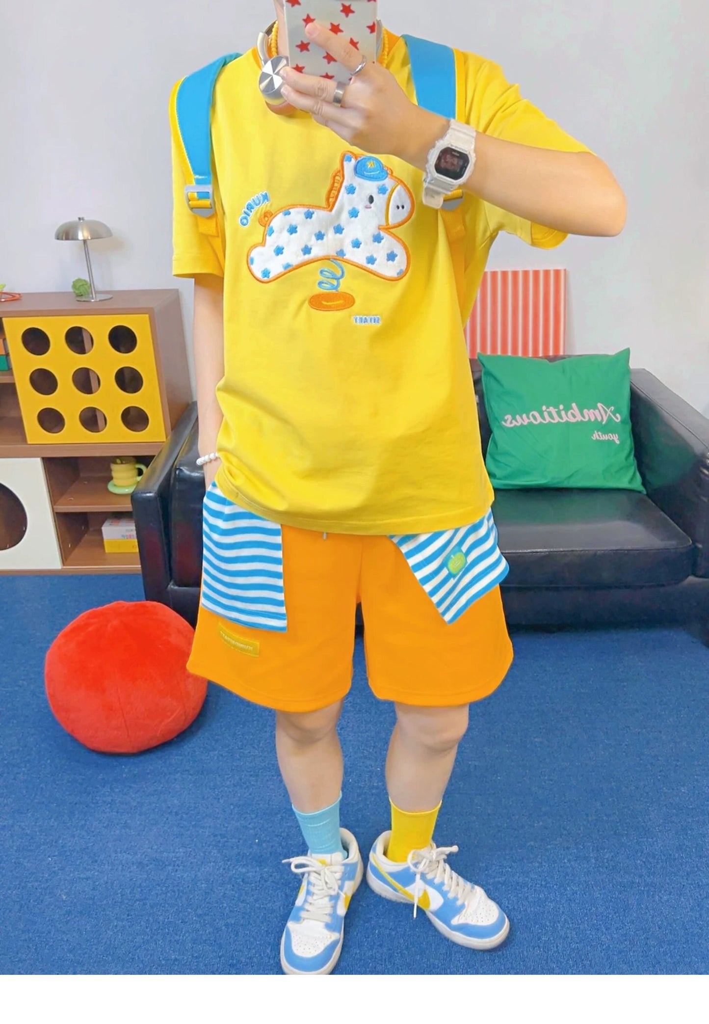 KURIOSITAET - Yellow Embroidered Dopamine Tee tee KURIOSITAET
