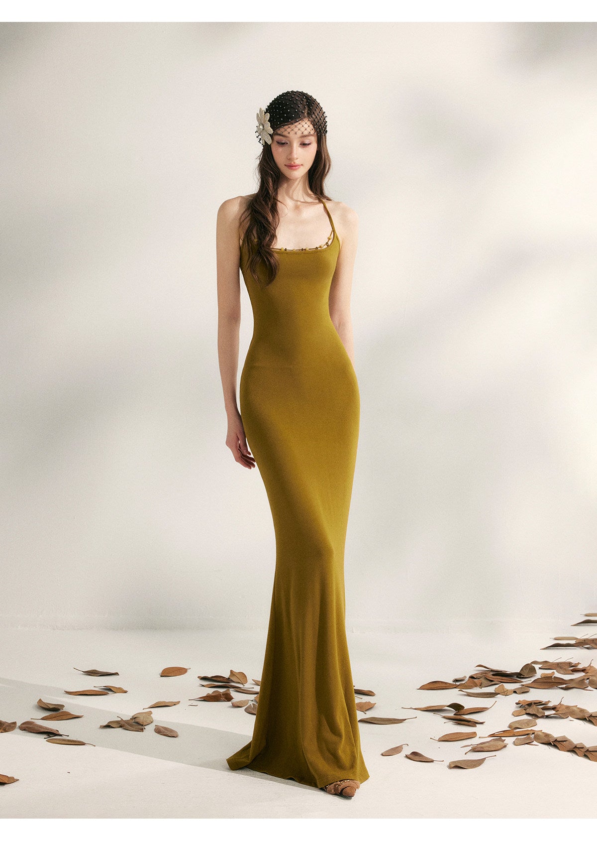 YZZI HE - “Evening Blossom” Halter Mermaid Knit Dress dress YZZI HE