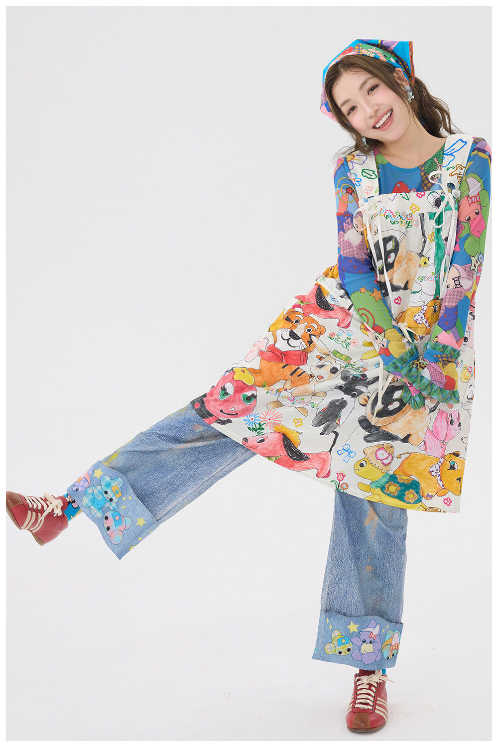 tntntutu - Cartoon Patch Denim Pants pants tntntutu