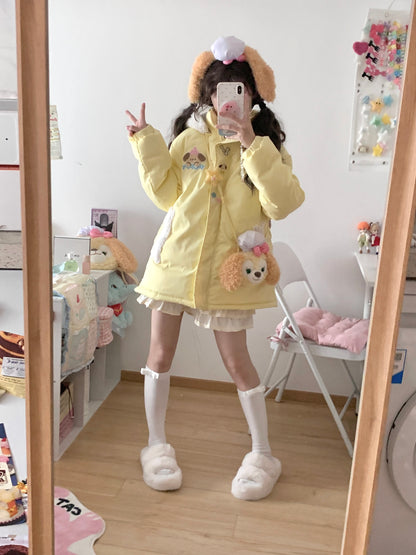 Blurred Bear - Kawaii Puppy Embroidered Down Jacket coat Blurred Bear