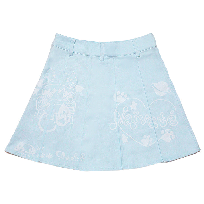 Hashtag DDD - Kawaii Sky Blue Pleated Mini Skirt skirt Hashtag DDD