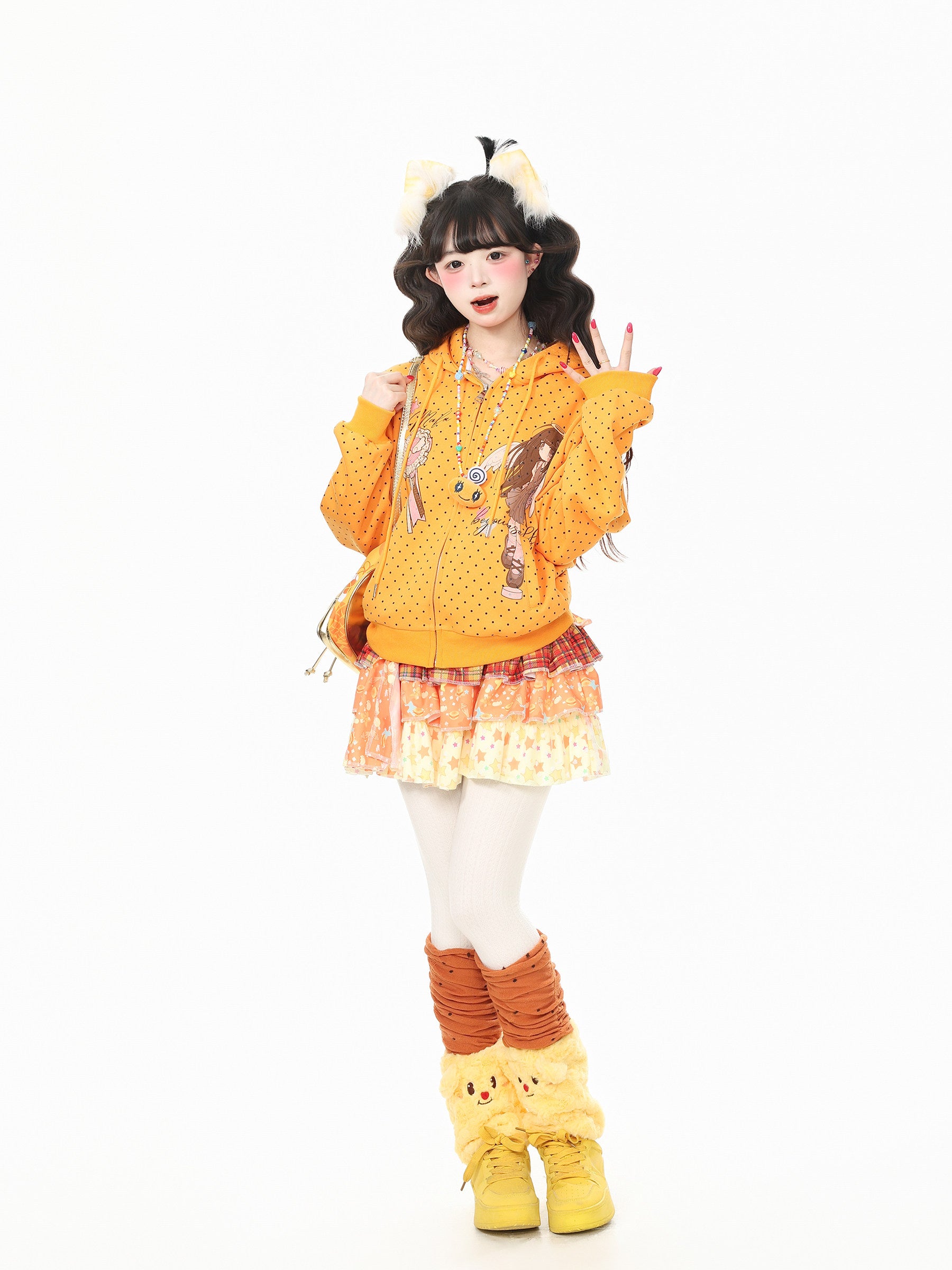 Y2K Polka Dot Hooded Sweatshirt Jacket hoodie Languid Park