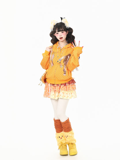 Y2K Polka Dot Hooded Sweatshirt Jacket hoodie Languid Park