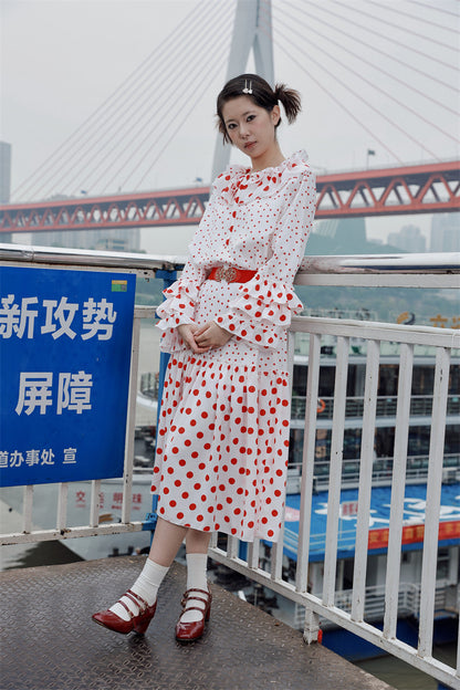 Nanjun Vintage - Polka Dot Petal Collar Dress dress Nanjun Vintage