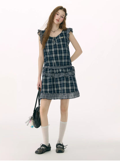 ziziFei - Plaid Ruffle Waist Dress dress ziziFei