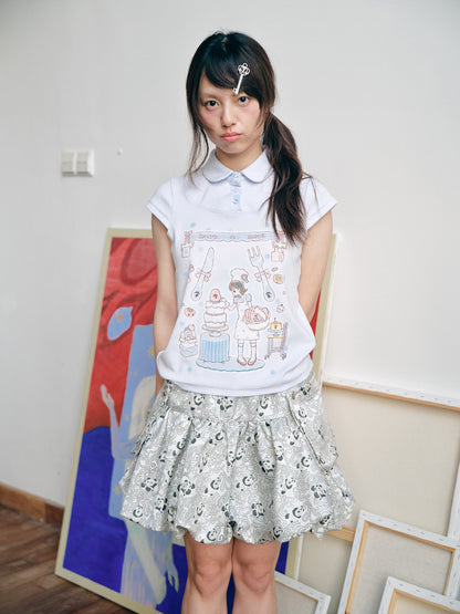 Have A Meal - Peter Pan Collar Cotton Tee