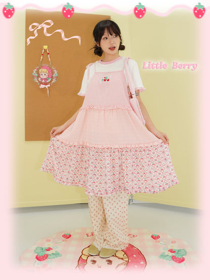 Little Berry - Kawaii Strawberry Patchwork Tie Dress dress Little Berry