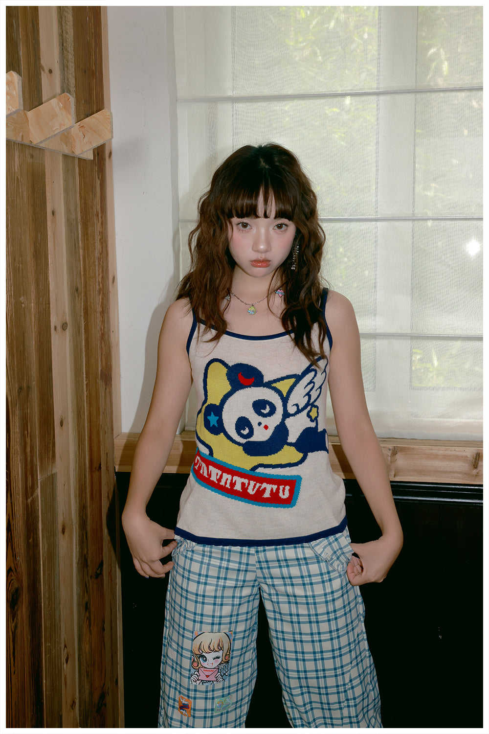 tntntutu Kawaii Contrast Tank | Harajuku Panda Angel Knit Cami Top camisole tntntutu